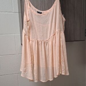 Torrid Sheer Peach Lace Trim Top